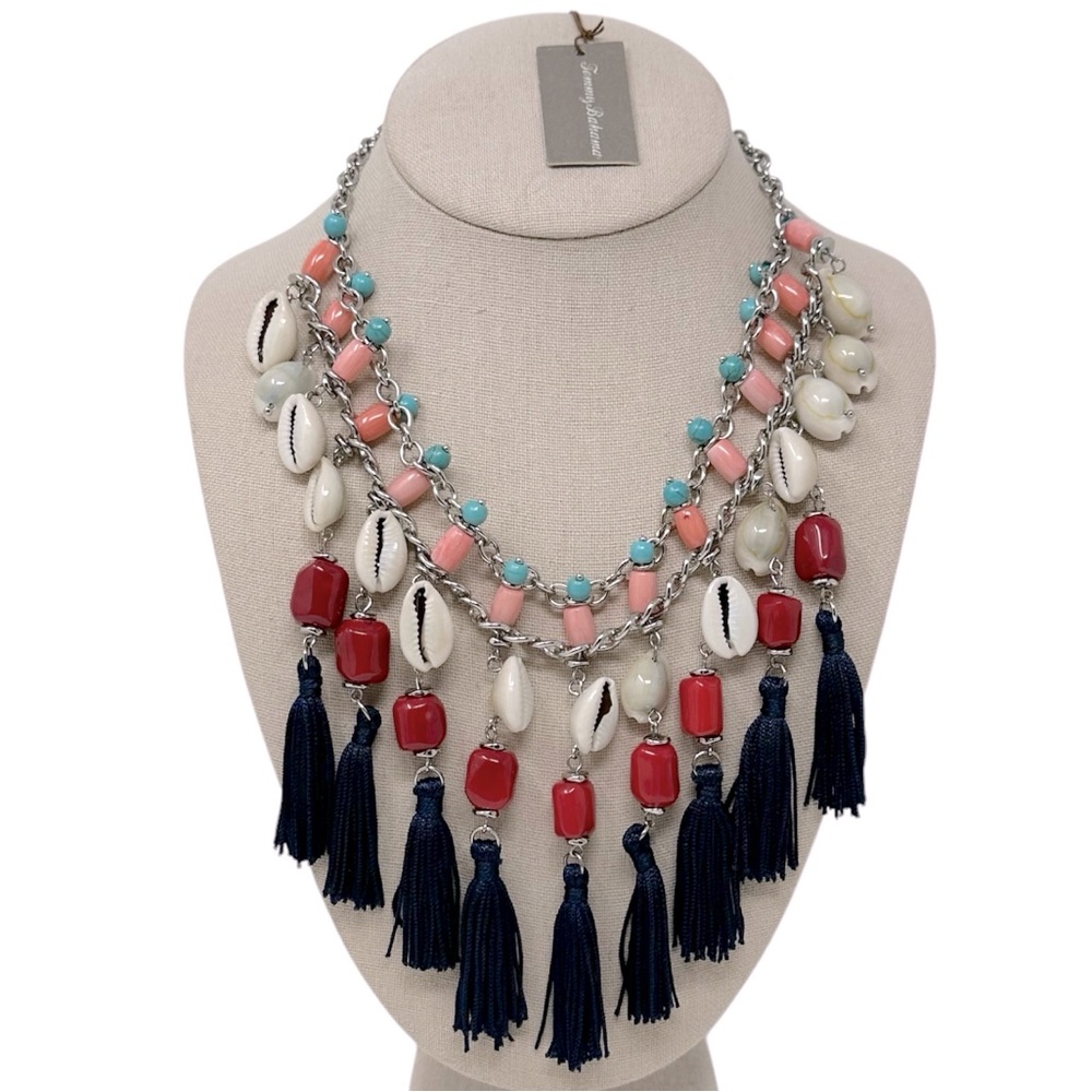 NWT Tommy Bahama Shell Tassel Bib Statement Necklace